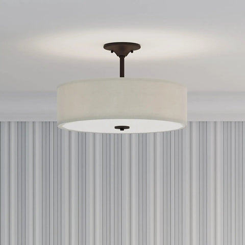 Inspire Collection Antique Bronze Three Light Semi Flush Mount Ceiling Light For Bathrooms Closets Bedrooms And Hallways 18 Inch Fixture