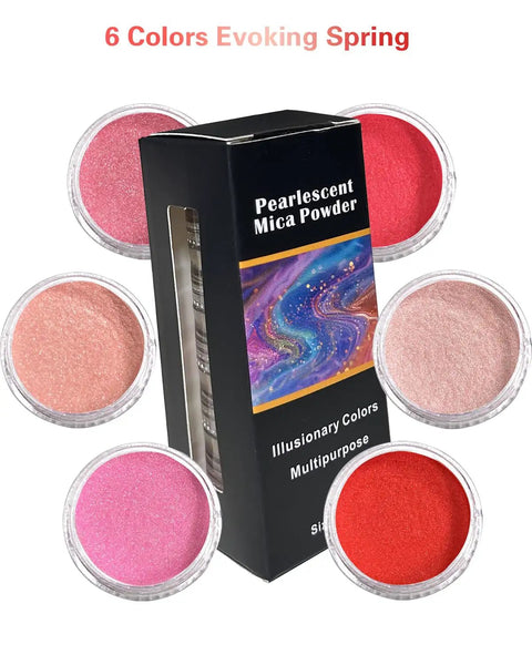 Handy Six Pack Mica Powder Set For Epoxy Resin Casting With Dope Spring Hues And Portable Tubes Perfect For Soap Making Nail Art Candle Crafting And DIY Projects That Gonna Look Super Fresh