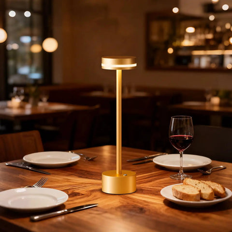 Gold Modern Cordless Table Lamp Set Two Pack Dope Rechargeable Aluminum Touch Lamps 4000mAh Battery Operated 3000K LED Dimmable Eye Protection