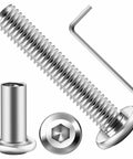 M6 X 35mm Flat Head Hex Socket Cap Screws And Barrel Nuts Kit For Furniture Assembly, 10 Sets, 304 Stainless Steel M6