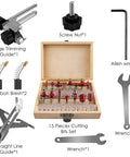 Compact Palm Wood Router Kit 110V 800W Electric Hand Trimmer With Gloves And 15 Router Bits Accessory Set