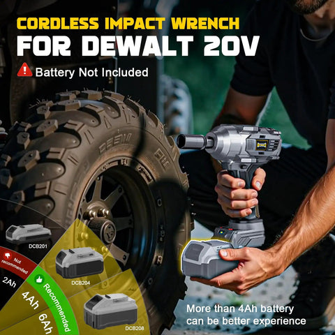 Pro Cordless 3/8 Inch Impact Wrench Fits Dewalt 20V Batteries. Rock Solid Brushless Motor Pumps Out 600 Ft-Lbs Torque At 3100Rpm With Four Speed Settings And Bright LED Light For Heavy Duty Garage DIY Jobsite Power Without Cords Bare Tool Ready To Roll