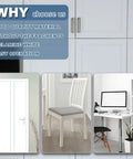 Collage showing white door, chair, and desk highlighting Pre Glued White Veneer Edge Banding Roll Three Quarters Inch Wide By Fifty Feet