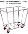 Straight Up Heavy Duty Stainless Steel Rolling Laundry Cart with sturdy steel frame and smooth glide wheels.