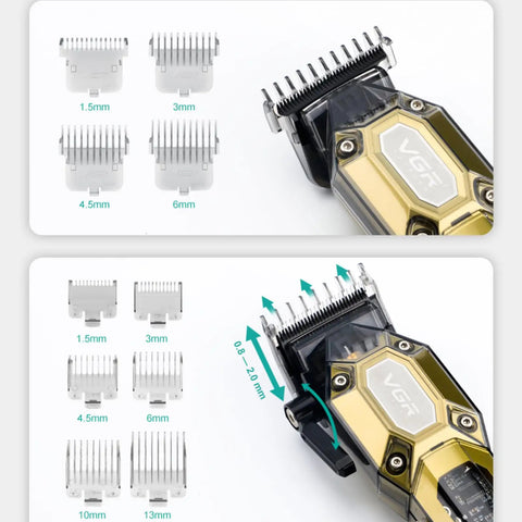 Cordless Barber Clipper And Trimmer Set For Men With 10 Guide Combs USB Rechargeable LED Display And Precise Cutting For Home Or Salon Use