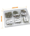 245 Piece M6 Grade 8.8 Nuts And Bolts Kit With Yellow Zinc Finish Includes Lock Washers 5 Lengths 12mm 16mm 20mm 25mm 30mm