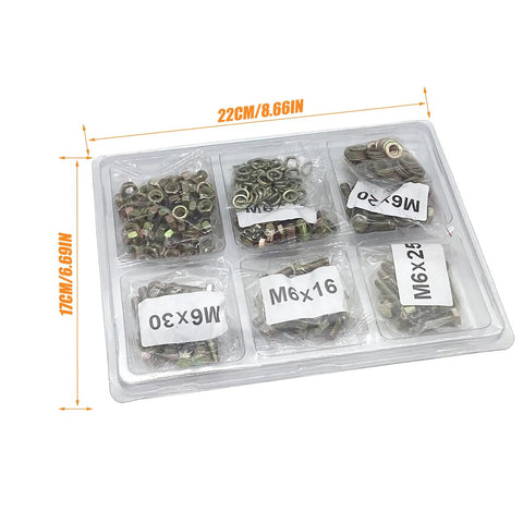 245 Piece M6 Grade 8.8 Nuts And Bolts Kit With Yellow Zinc Finish Includes Lock Washers 5 Lengths 12mm 16mm 20mm 25mm 30mm