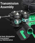 Transmission assembly view of Badass Performance Cordless Wire Feeder Automatic Electrician Stringing Machine with strong power components.