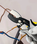 Pro Grade All In One Wire Cutters And Stripper For Pros 8 Inch Heavy Duty Cable Cutters in use cutting wire