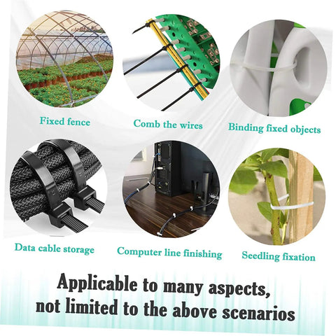 Heavy Duty Black Plastic Saddle Cable Tie Clips With Screw Fixing 100 Piece Kit for organizing wires in various applications.