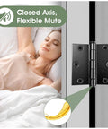 Woman resting beside a door with Beefy 3 Inch Door Hinges 24 Pack Black Square Hinge Set With Soft Close Cushion for quiet use.