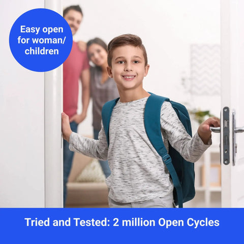 Child easily opening door with No Slam Hydraulic Door Closer For Homes With Auto Close And Easy Open Arm Grade 3 Slow Close Hinge