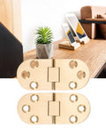 Brass Folding Flip Top Hinge Set for folding tables, sewing machines and furniture, 180-degree motion, smooth gold finish.