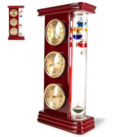 Dope Analog Weather Station With Galileo Thermometer Barometer Hygrometer And Quartz Clock For Indoor Outdoor Use Wireless