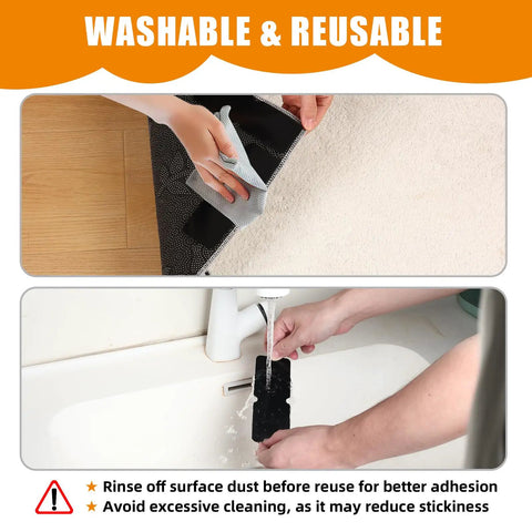 Hands cleaning 16 Pack Rug Tape Double Sided Carpet Tape Pads Grippers For Rugs On Hardwood Floors And Tiles Non Slip Pads