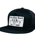 Western Style Adjustable Snapback Hat With Patch Logo In Black, Big Curl Embroidery, Rugged Western Vibe For Cowboys And City Folk