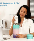 22oz Portable Breast Milk Cooler Bottle with Two BPA-Free Bottles Featuring Measurement Marks used by nursing parent in an office setting.