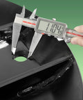 Digital caliper measuring hole on heavy duty reinforced stump jumper for 4 5 and 6 foot rotary cutters with 40 HP gearboxes black.