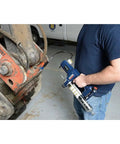 Lincoln 1134 Pistol Grip Grease Gun Kit With 18 Inch Hose And 6 Inch Rigid Extension 5900 PowerLock Lever Action Coupler in use