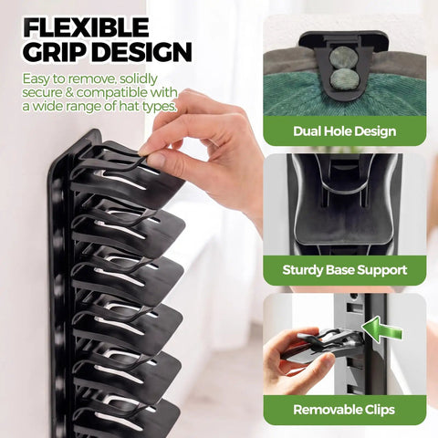 Solid Two Pack Wall Mount Hat Rack Organizer Holds Up To 36 Baseball Caps Smooth Sliding Clips Fit Snapbacks Beanies And Trucker Hats Game Changer Closet Setup You Straight Gonna Appreciate Daily