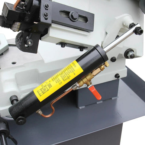 Close-up of hydraulic feed component on 9 Inch Metal Horizontal Band Saw With 9x12 Inch Rectangular Cutting Capacity, Model BS912B.