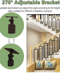 270° adjustable bracket for Rock Solid Black Iron Stair Spindles Featuring Tempered Glass Balusters Heavy Duty Staircase Railing Kit.