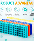 Ten Pack Double-Sided Tube Rack With 80 And 60 Hole Plates, Vial Holder For 0.2mL To 2mL Centrifuge Tubes, Polypropylene