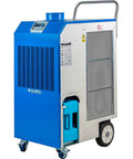 Heavy Duty Outdoor Portable Air Conditioner With 13700 Btu Cooling Capacity For Up To 315 Square Feet shown with duct kit and wheels for mobility.