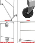 Commercial Grade Double Rod Garment Rack With Z Base, 63 Inch Tall, Holds Up To 600 Lb, Heavy Duty Steel, Smooth Rolling 3 Inch Casters