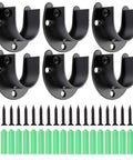 Built Tough Black Closet Rod Brackets 6 Pack Wall Mount Pole Holders For 1 1 4 Inch Curtain Poles with screws and anchors.