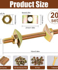 Real Deal M8 X 100Mm Countertop Connectors Kit featuring nuts, washers, and a detailed screw set with sizes and measurements.
