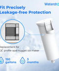 Waterdrop GE Profile Opal Nugget Ice Maker replacement water filter, 3-pack, BPA-free, NSF 42/372 certified, side view.