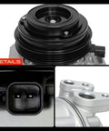 HV17 AC Compressor With Clutch And Prefilled Oil Compatible With Jeep Wrangler 2020 To 2023 V6 3.6L showing detailed views of clutch and connections.