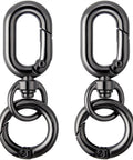 Heavy Duty Zinc Alloy Swivel Clip Locks Beefy Double Opening Snap Hooks For Bags Keys Lanyards Rock Solid Black Metal Fasteners Set of Two