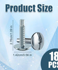 Professional Grade Load Center Cover Replacement Screws For Home Electrical Panel Boxes With Hella Tough Zinc Coated Steel and Dead Simple Snap Fit Breaker Housing Hardware, showing product size 1.09 in and 0.56 in.