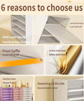 6 reasons feature of desktop file organizer with drawers, multi-layer storage, colorful colors, sturdy design for office