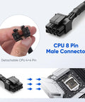 Get The Ultimate Xyembu 8 Pin CPU Power Adapter For Your PC With Top Tier Copper Wires And Reliable High Density Pins. Detachable CPU 4+4 pin connectors.
