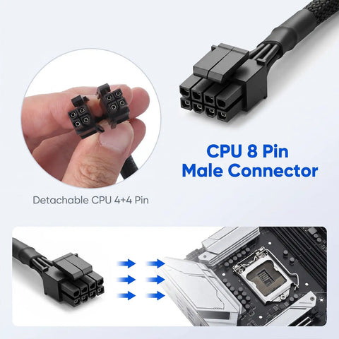 Get The Ultimate Xyembu 8 Pin CPU Power Adapter For Your PC With Top Tier Copper Wires And Reliable High Density Pins. Detachable CPU 4+4 pin connectors.