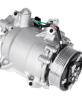 Heavy Duty Air Conditioning Compressor And AC Clutch Assembly for Acura RDX Honda Civic Si with 7 groove design in silver finish.