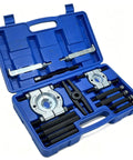 Thinking Process: 14-piece anti-slip bearing puller kit in blue case, metal auto repair tool set for gearbox and wheel extraction