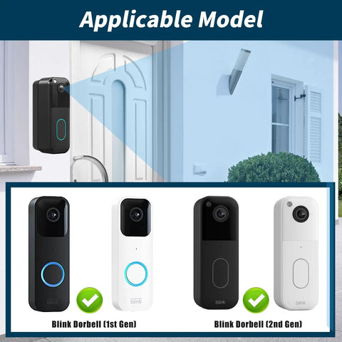 Applicable models for Blink Doorbell with Corner Mount For Video Doorbell 1st And 2nd Gen No Drill Mount Adjustable Angles Black.
