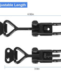 Built Like A Tank Heavy Duty Toggle Latch Clips That Lock Tight, 551 Pound Holding Capacity, Adjustable Black Galvanized Steel Lever Fasteners For Barn Gates, Grills, And Storage Sheds, 6 Pack shown in adjustable lengths of 4.92in and 3.9in.
