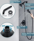 2 In 1 Matte Black Shower System With Handheld And Dual Rain Showerheads, 360 Degree Rotating Joint, Valve Included