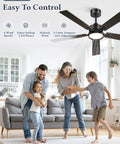 Family enjoying living room with 52 Inch Ceiling Fan With Lights And Remote Smart App Control Dimmable With All Setting Memory