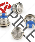 19mm Momentary Push Button Switch Waterproof Stainless Steel High Round Cap With High Flush Screw Terminals 250V 5A 1NO SPST