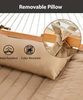 Close-up of Outdoor Double Hammock With Hardwood Spreader Bars, Ultra Comfy 475 Lbs Capacity For Two, showing removable pillow.