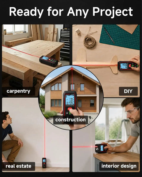 230ft Laser Distance Meter 1/16 Inch Accuracy Digital Laser Measuring Tool with Backlit LCD 8 Measurement Modes 30 Data Storage used for carpentry and construction
