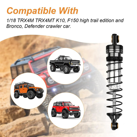 Beefy 59mm Aluminum Long Threaded Shocks Front And Rear Oil Filled Dampers for 1 18 RC Crawler TRX4M TRX4MT K10 F150 Bronco Defender