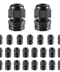 25 Pack Three Eighths Inch NPT Nylon Cable Glands With Gaskets IP68 Waterproof Strain Relief Cord Grips Adjustable Lock Nut