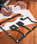 Person using Contour Gauge Tool Must Have Pro Grade Adjustable Lock Copy Irregular Shapes Duplicator on table for design